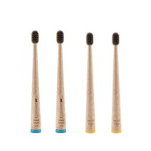 우드브러쉬 유아용 콘 대나무 칫솔 2종 x 2p, 하늘색, 노랑색, 1세트, 4개