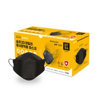 숨코 3D 데일리 황사방역용 마스크 대형플러스 KF94 블랙, 1개, 25매입