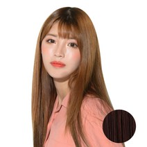 픽앤웨어 똑딱이 붙임머리 피스 스트레이트 M, 레드 브라운, 1개