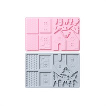 실리콘몰드 진저브레드하우스 2종, 블루, 핑크, 1세트