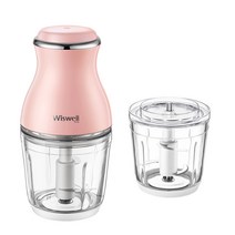 위즈웰 파스텔 전동 다지기 WM2600P + 유리용기 2p, 핑크(전동 다지기), 1세트