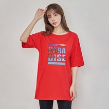 진마니아 여성용 파라다이스 프린팅 루즈핏 반팔티 CD0T65