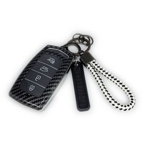 그린텍 카본 키케이스 제네시스 스마트키, 실버크롬, 키링(체크화이트), 1세트