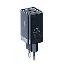 맥도도 초고속 미니 2포트 멀티충전기 GaN PD3.0 PPS 47W, 블랙, 1개
