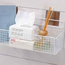 보급형 벽걸이 강력 흡착 철제 메쉬망 선반 대, 화이트, 1개