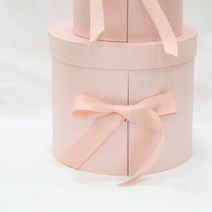 2단 원형 플라워 선물 박스 대, 블라썸핑크