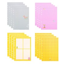 스폰지밥 루카랩 A5 6공 리필 속지 4종 G 모눈 일기 + 일기장 + 4컷 노트 + 체크 패턴, 16매