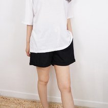 빅걸스토리 여성용 빅사이즈 스판 린넨 롤업 반바지 2003