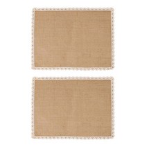 옐로플 린넨 레이스 테이블 매트 2p, 브라운, 1인(41 x 31 cm)