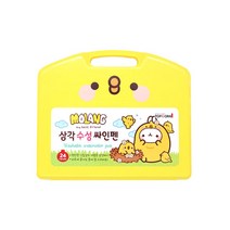 팝콘팬시 몰랑 케이스 삼각 수성 싸인펜, 24색, 1개