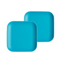 파스텔 실리콘 사각접시 무광 2p, 오션블루