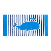 큐랑 대형 코튼 프린팅 비치타월 블루 고래 SY24 80 x 160 cm, 블루고래, 1개