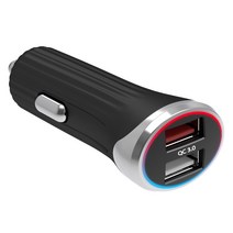 팝폰 차량용 듀얼 고속 USB 2포트 충전기, CC20, 검정