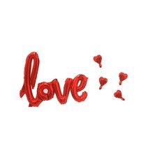 기념일 love 필기체 + 하트풍선 4p 세트, 레드, 1세트