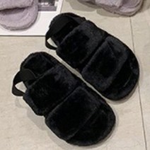 여성용 도도팩토리 디엔이 털 퍼 스트랩 뮬 슬리퍼