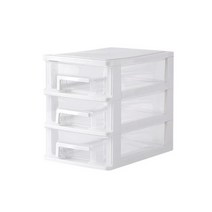 부스마켓 다층 플라스틱 데스크탑 보관 상자, 화이트, 3단
