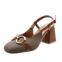 레트로 스퀘어 슬링백 여성구두 3~5cm GH35_RD_745