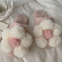 여성용 프릿봉 꽃무늬 따뜻한 슬리퍼