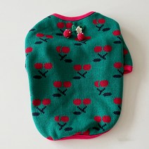 바이담수미 체리레드 강아지 니트 티셔츠, 그린