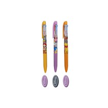 디즈니 캐릭터 지워지는 3색 볼펜 0.5mm 3종 + 지우개 3종 세트, 토이스토리, 인사이드아웃, 푸우(볼펜), 랜덤발송(지우개), 1세트