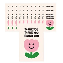 도나앤데코 땡큐땡큐 튤립 스마일 스티커 5 x 8 cm, 연핑크, 120개