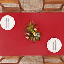 지베아 가죽 방수 캠핑 감성 예쁜 식탁보, 와인레드 + 블랙, 120 x 60cm