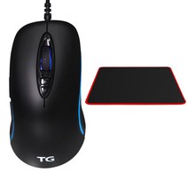 TG삼보 게이밍 유선마우스 TG-GM350T + 인데나 프리미엄 게이밍 마우스패드 270 x 220 mm 세트, 블랙