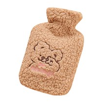퀵살림 방한 귀여운 보온 물주머니 13 커피색 비스킷 곰 1000ml, 1개