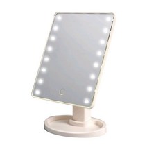L&O LED 뷰티 터치 화장품 거치대 화장대 탁상용 거울, 화이트