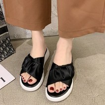 여성용 프릴 셔링 웨지 슬리퍼 TS-1123