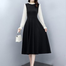 아뗄릭 레이스 배색 라운드 플레어 원피스 00480
