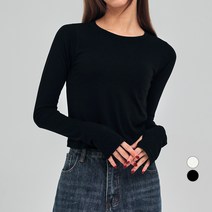 어썸어라운드 여성용 슬림 기모 워머티셔츠