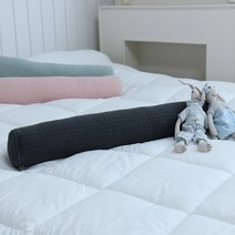 린즈홈 줄누빔 피그먼트 원통 순면 미니 롱 바디필로우 쿠션커버, 차콜