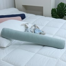 린즈홈 줄누빔 피그먼트 원통 바디필로우 안고자는베개 면 미니롱쿠션커버 솜포함, 민트