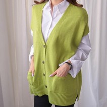 여성용 숄 박시 니트 베스트 가디건