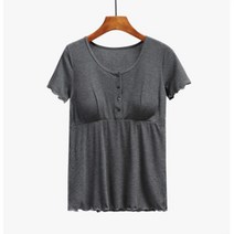 4단추 라운드 수유 티셔츠