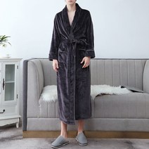 더자카 남성용 라인 극세사 소프트 샤워가운 XL, 다크블랙