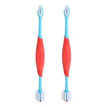 펫코노미 반려동물 360도 양면 헤드 칫솔, 혼합색상, 2개