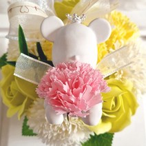 라비다 뉴 카네이션 곰돌이 석고 오너먼트 핑크 x 2p + 석고방향제 리필 오일 3ml x 2p, 클린코튼