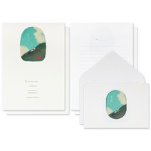 진심을 담아 당신께 보내는 일러스트 편지지 4p + 봉투 2p 세트, 10세트, 들판
