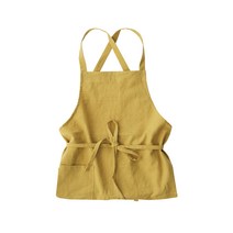 쓰임 하임 린넨 미디움앞치마, 1개, 머스타드