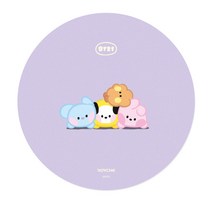로이체 BT21 minini PVC 원형 코야 슈키 치미 쿠키 마우스패드, 바이올렛, 1개