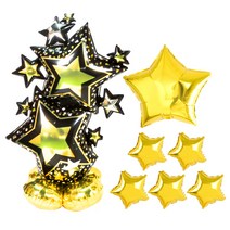 파티쇼 에어벌룬 은박풍선 + 별은박풍선 45cm + 23cm 5p 세트, 스타클러스트 블랙앤골드(에어벌룬), 골드(별), 1세트