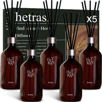 헤트라스 프리미엄 대용량 디퓨저 500ml 5개 선물세트 (블랙체리 플라워샵 그레이프프루트 북스토어 허그솝 ), 퓨어 다우니, 호텔 우드, 화이트 셔츠, 제주 사려니숲길, 라튤립 샤워, 2500ml, 1세트