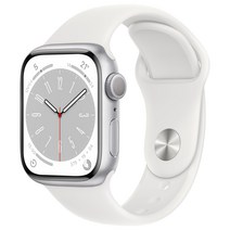 Apple 애플워치 8, 41mm, GPS, 알루미늄, 실버 / 화이트 스포츠밴드