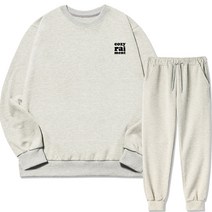 코지레이먼트 남성용 M~4XL 7컬러 프레임 스몰로고 기모 맨투맨 + 조거 팬츠 트레이닝 세트
