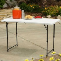 [쿠팡수입] LIFETIME 높이조절 폴드 인 하프 테이블 Essential 120cm, White Granite + Gray
