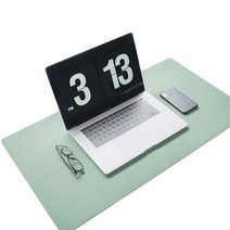 양면 가죽 데스크매트, 라이트그린 + 블루