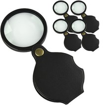 에이팀 휴대용 포켓 돋보기 5p + 가죽케이스 6cm 세트, 혼합색상, 1세트