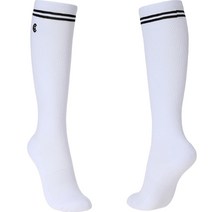 클리브랜드골프 여성용 솔리드 라인 배색 골프 니삭스 CGWSS23910, 화이트